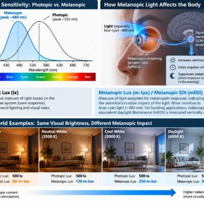 Whether 360 melanopic lux is good or bad depends on the time of day and the intended effect on human health and well-being?